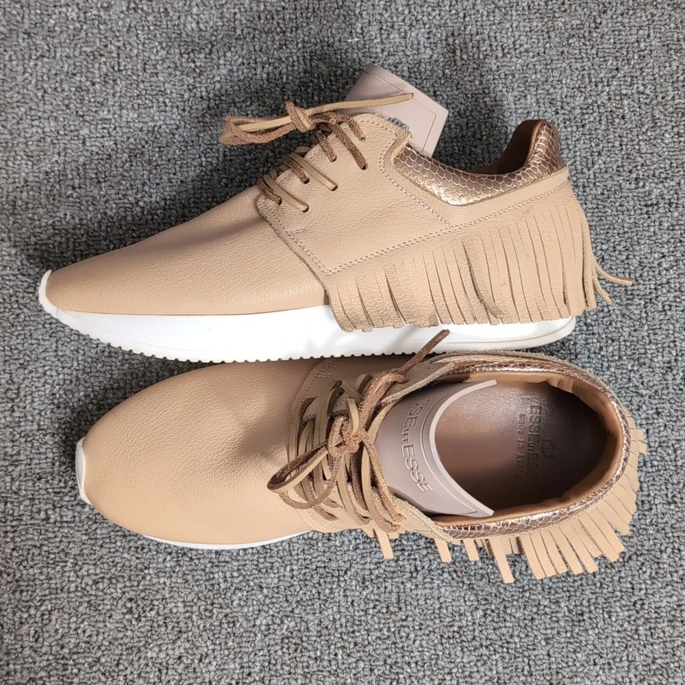 Esseutesse Leather Fringe Sneaker - Sand Tan Size 39 EU - 8.5 US - Picture 3 of 16